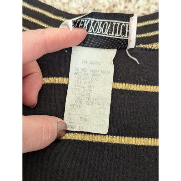 Vtg Peter Popovitch Cardigan Womens S Brown Gold Metallic Stripe Grandpa Sweater - Picture 6 of 9